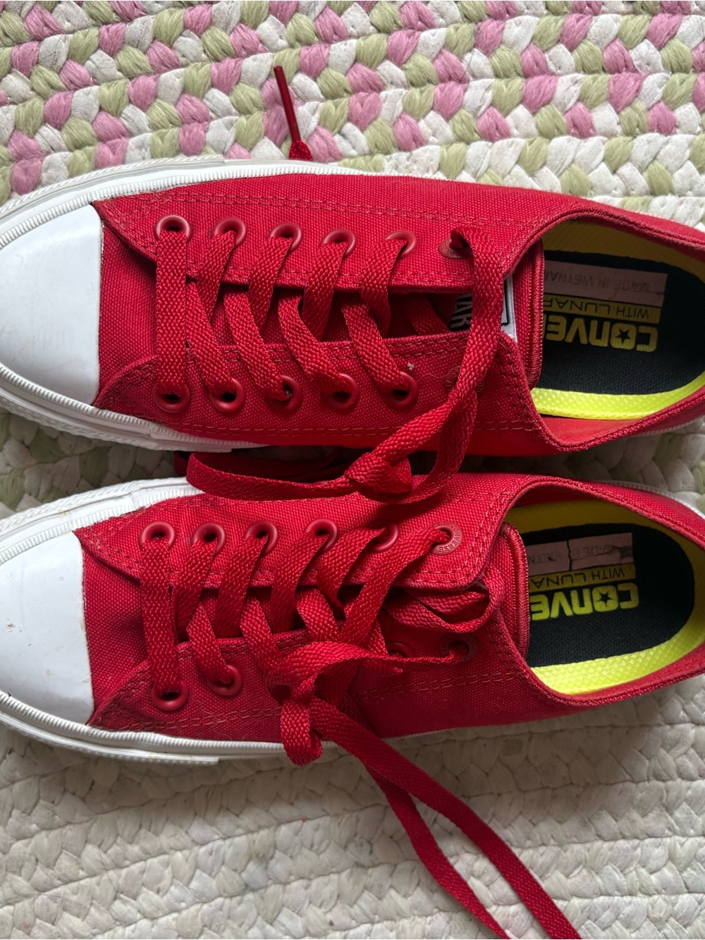 Converse Red Low-Top Canvas Sneakers with White Toe